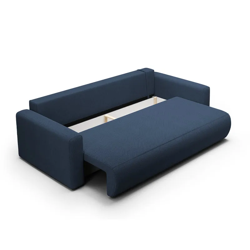 Canapé convertible 3 places coffre Evy Bleu