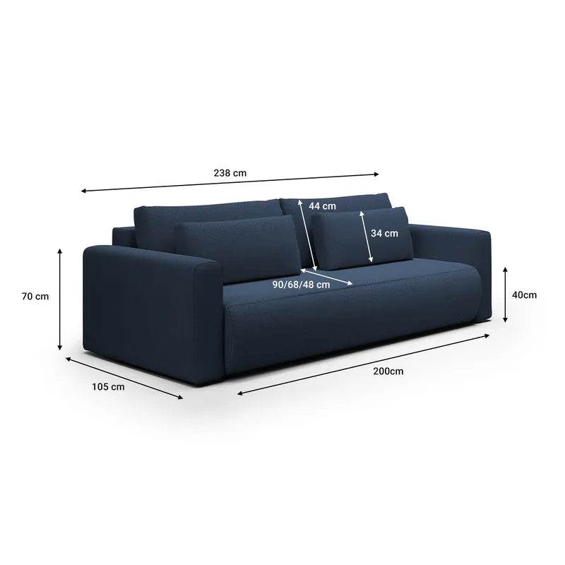 Canapé convertible 3 places coffre Evy Bleu