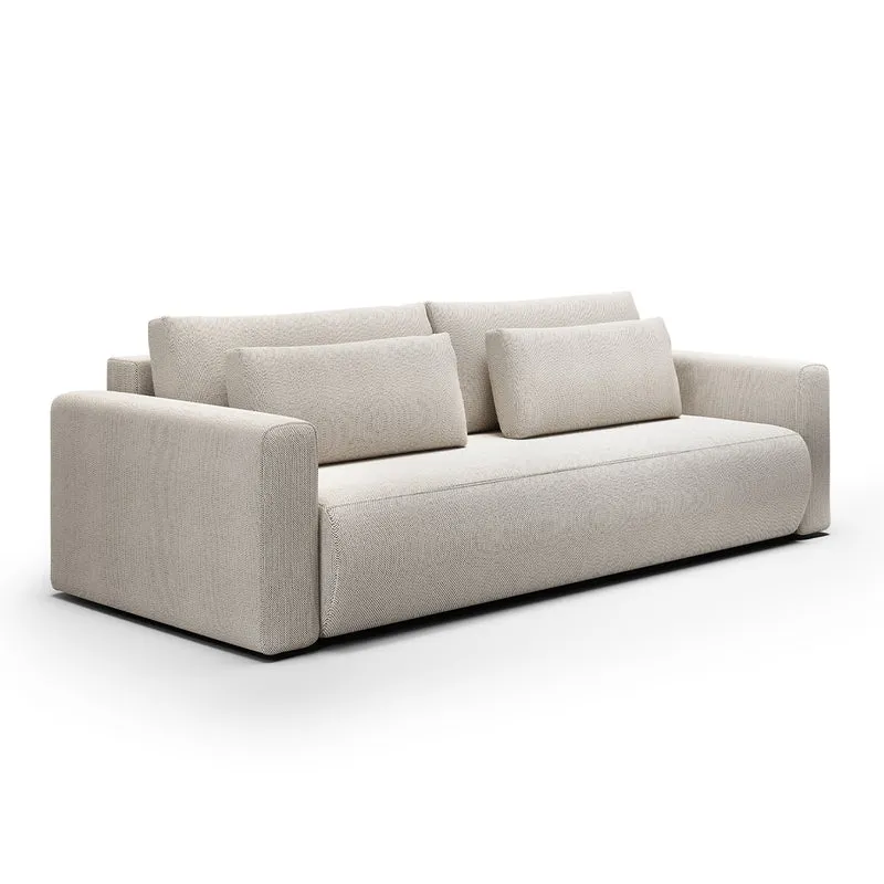 Canapé convertible 3 places coffre Evy Gris Clair