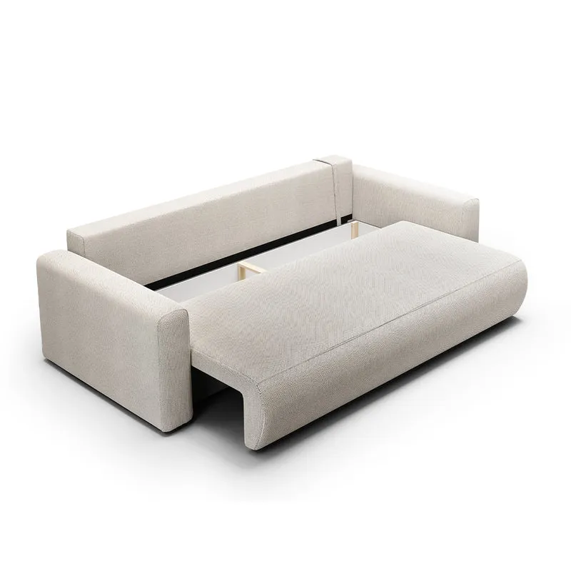 Canapé convertible 3 places coffre Evy Gris Clair