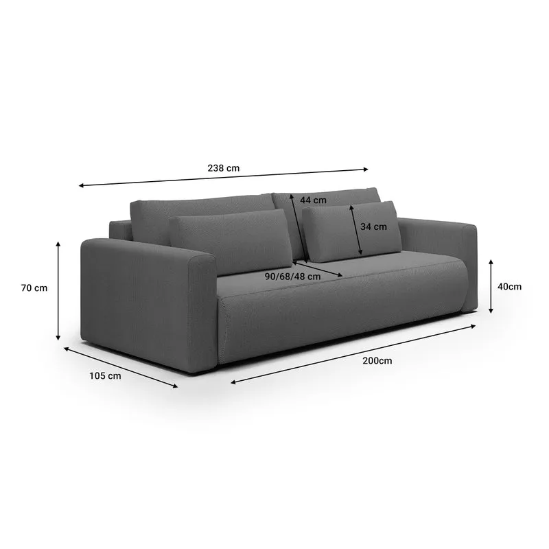 Canapé convertible 3 places coffre Evy Gris