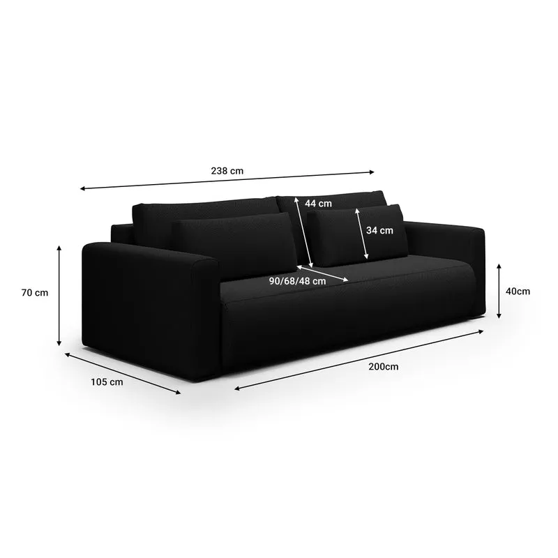 Canapé convertible 3 places coffre Evy Noir