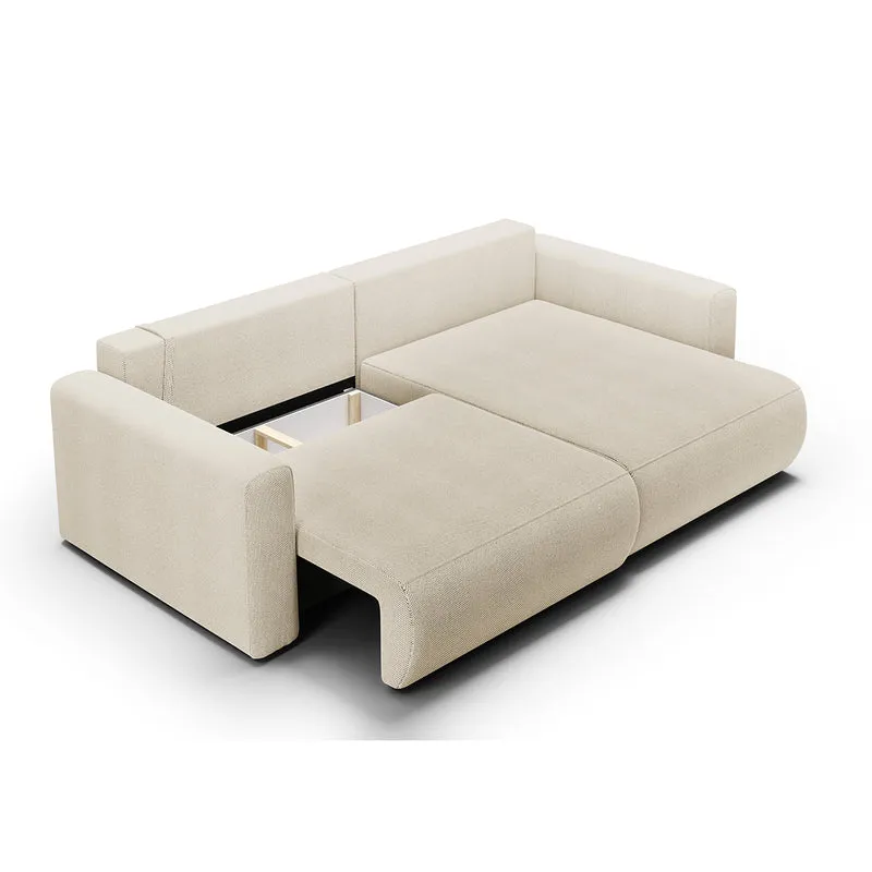 Canapé d'angle réversible convertible 3 places coffre Evy Beige