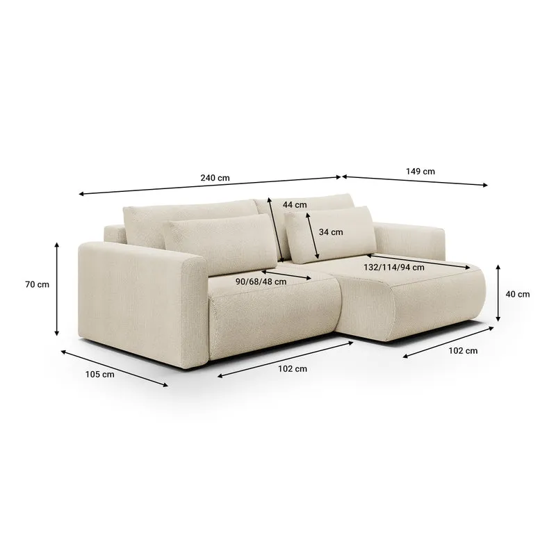 Canapé d'angle réversible convertible 3 places coffre Evy Beige