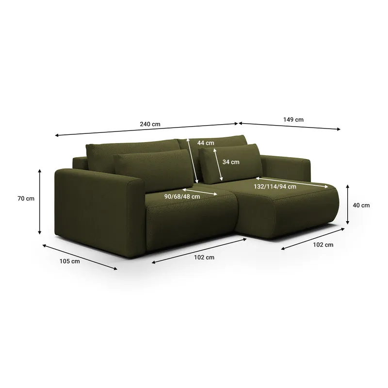 Canapé d'angle réversible convertible 3 places coffre Evy Vert Sapin