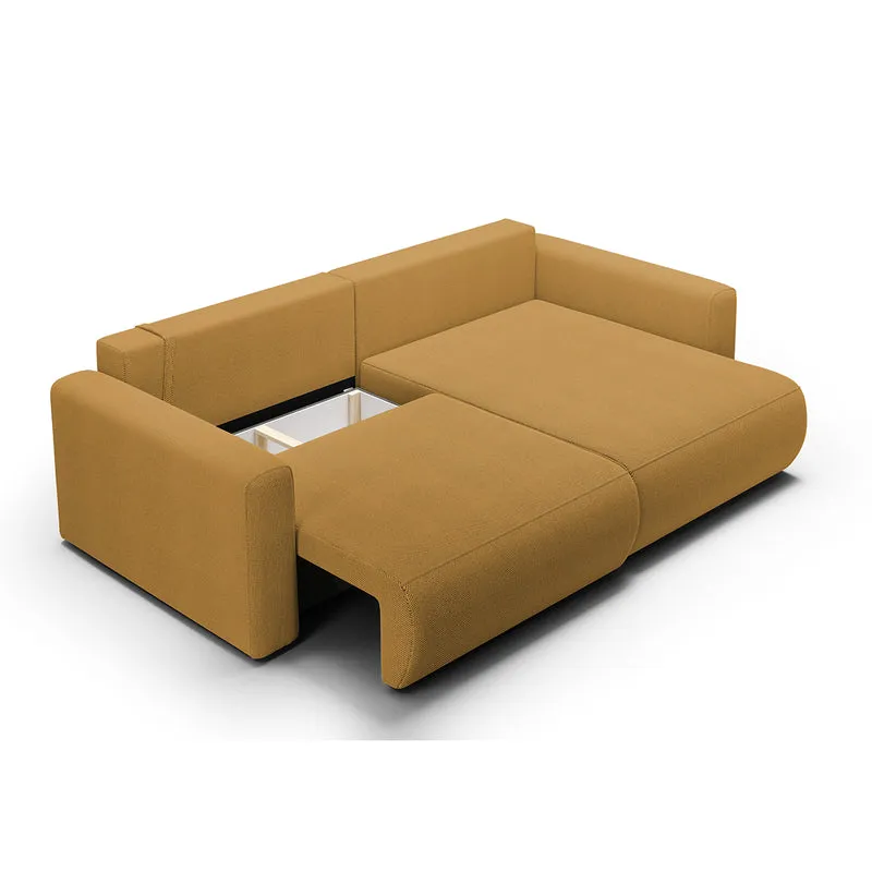 Canapé d'angle réversible convertible 3 places coffre Evy Jaune