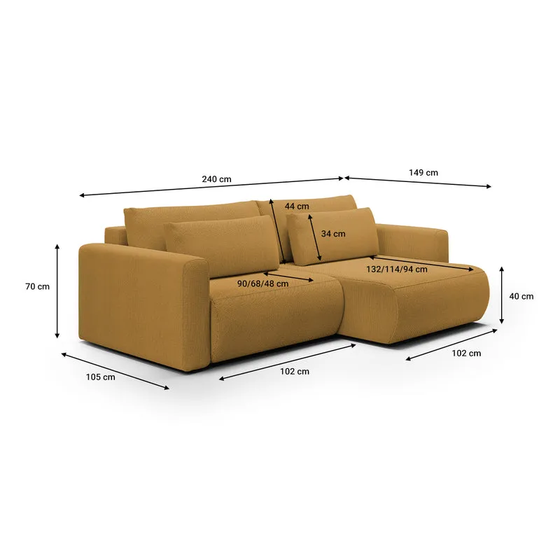 Canapé d'angle réversible convertible 3 places coffre Evy Jaune