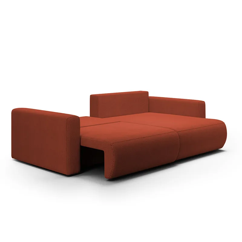 Canapé d'angle réversible convertible 3 places coffre Evy Orange Brique