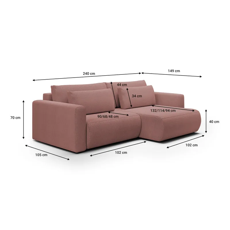 Canapé d'angle réversible convertible 3 places coffre Evy Rose