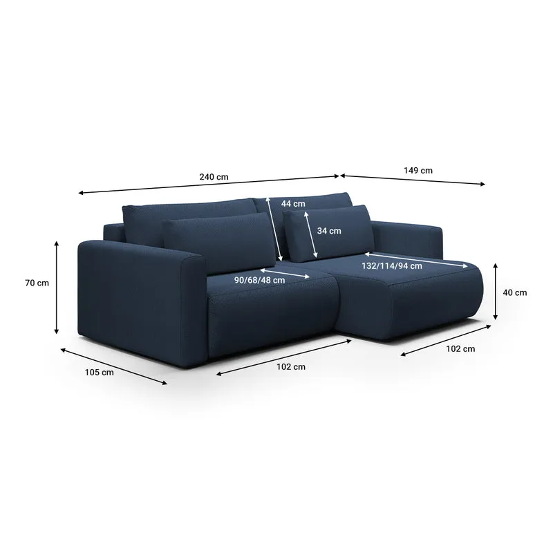 Canapé d'angle réversible convertible 3 places coffre Evy Bleu