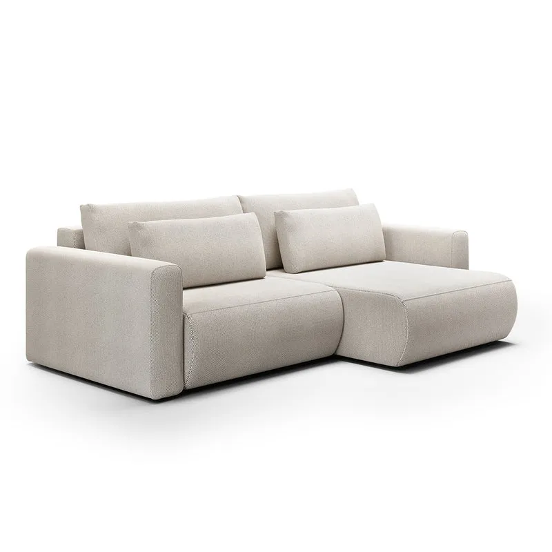 Canapé d'angle réversible convertible 3 places coffre Evy Gris Clair