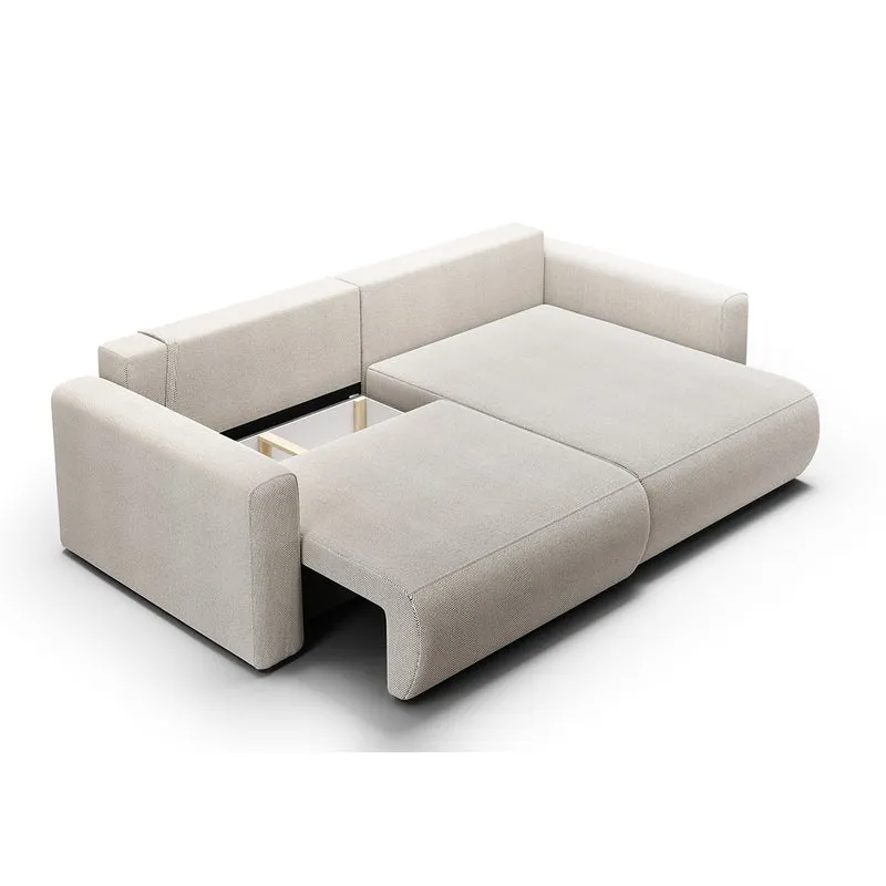 Canapé d'angle réversible convertible 3 places coffre Evy Gris Clair