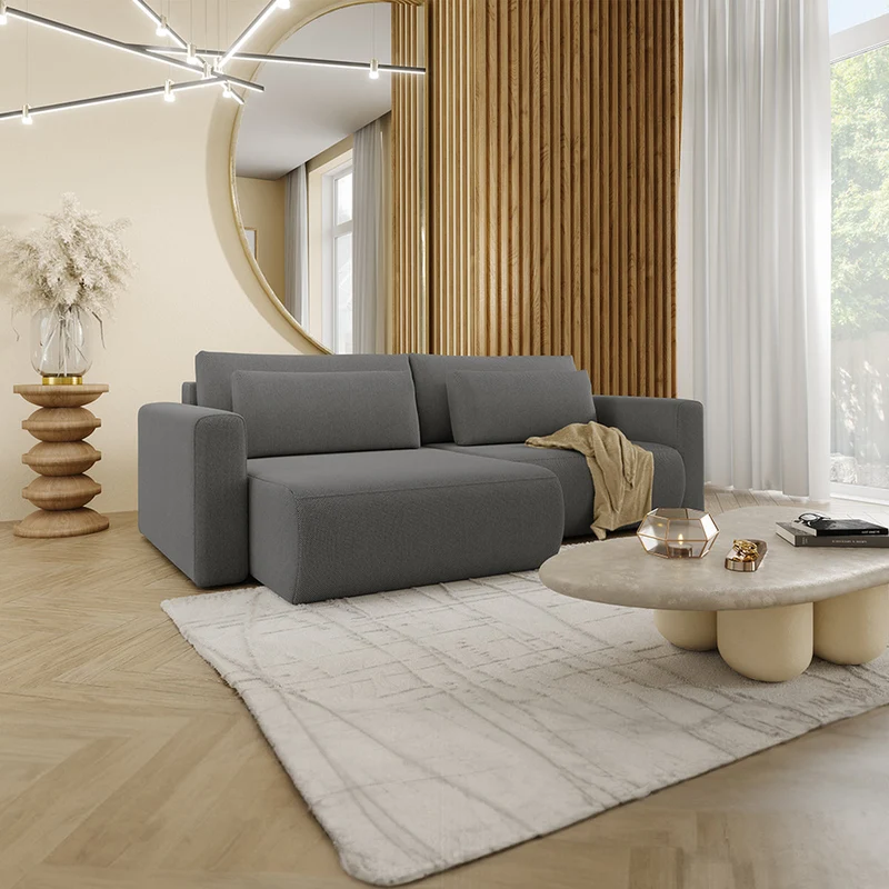 Canapé d'angle réversible convertible 3 places coffre Evy Gris