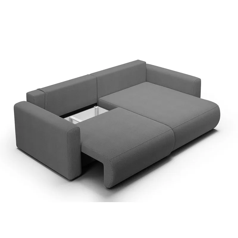 Canapé d'angle réversible convertible 3 places coffre Evy Gris
