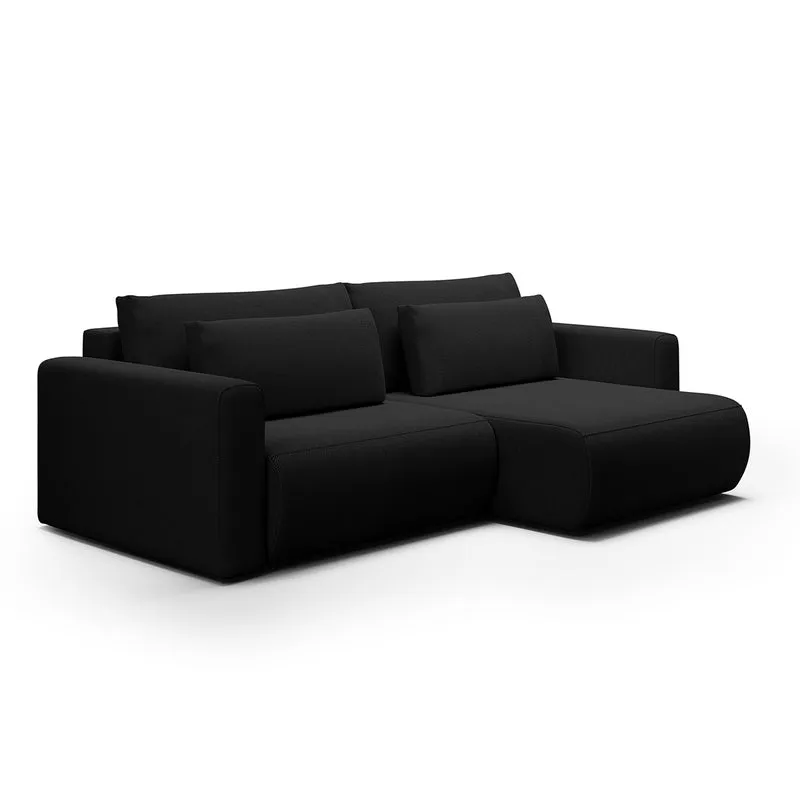 Canapé d'angle réversible convertible 3 places coffre Evy Noir