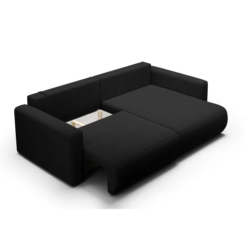 Canapé d'angle réversible convertible 3 places coffre Evy Noir