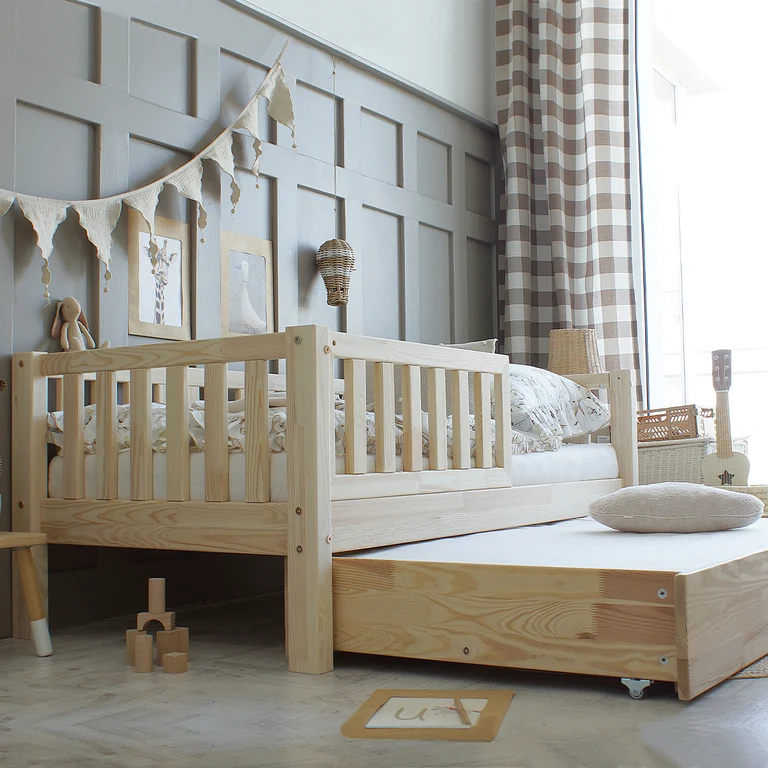Lit 90x190 barrière sommier et tiroir inclus Agnès Bois