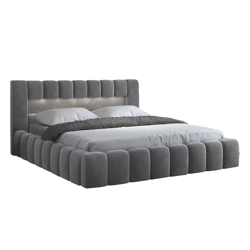 Lit coffre 180x200 sommier inclus Auria Velours Gris