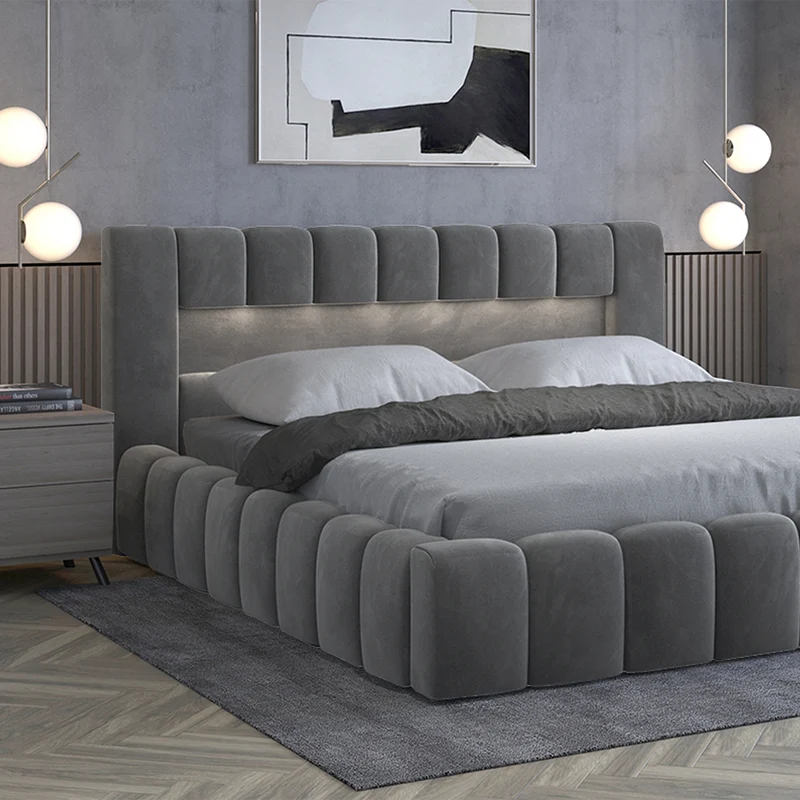 Lit coffre 180x200 sommier inclus Auria Velours Gris