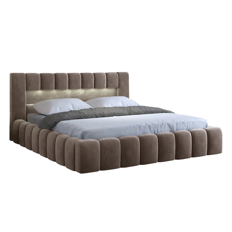 Lit coffre 180x200 sommier inclus Auria Velours Marron