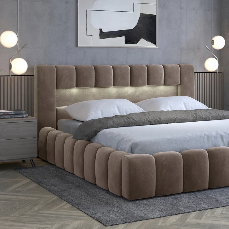 Lit coffre 180x200 sommier inclus Auria Velours Marron