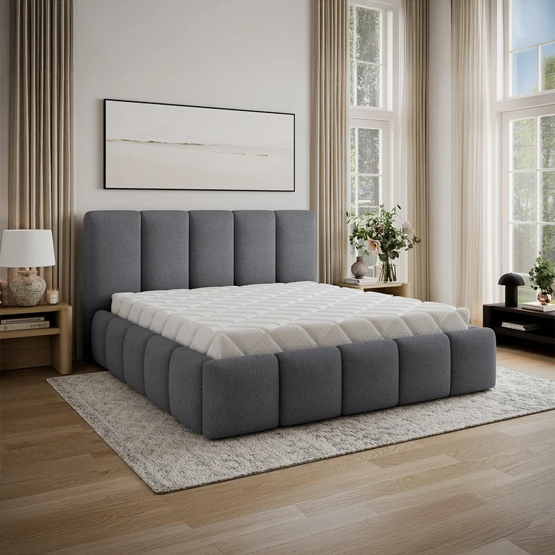Lit coffre 180x200 sommier inclus Klaus Gris