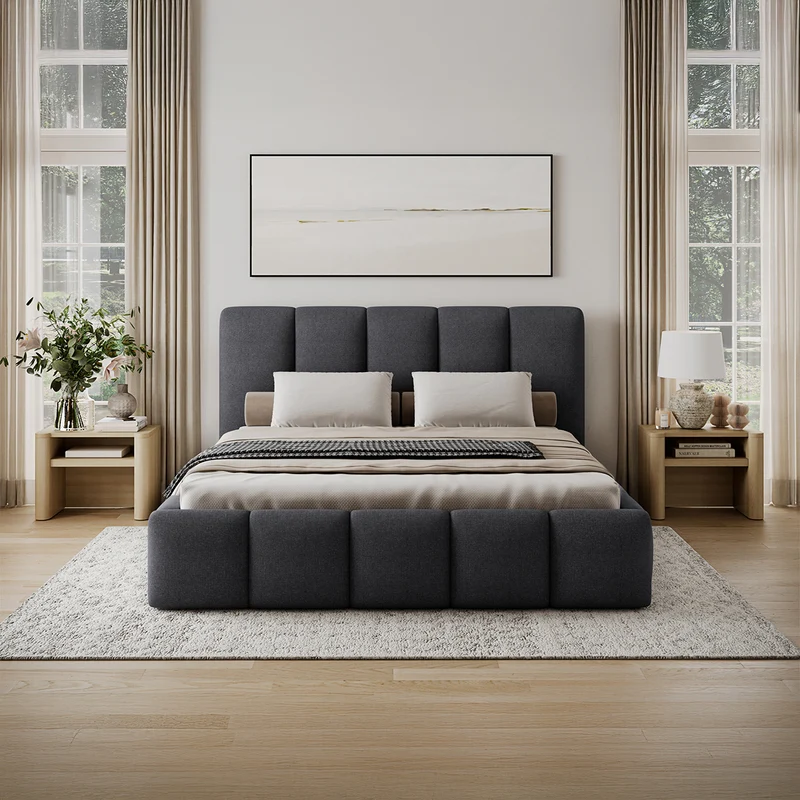 Lit coffre 180x200 sommier inclus Klaus Gris Foncé