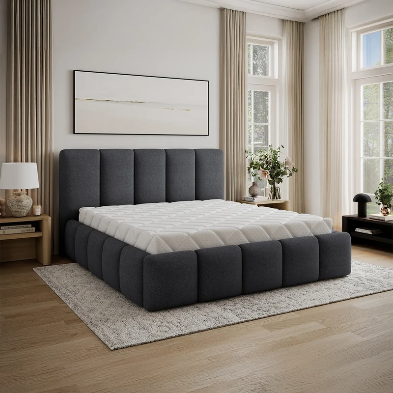 Lit coffre 180x200 sommier inclus Klaus Gris Foncé
