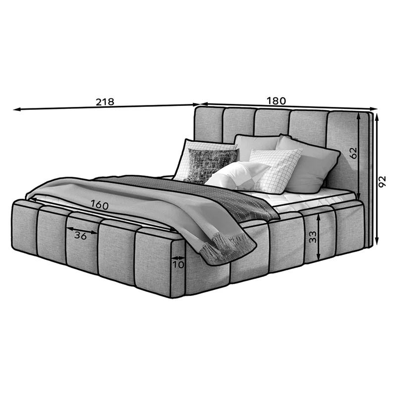 Lit coffre 180x200 sommier inclus Klaus Gris Foncé