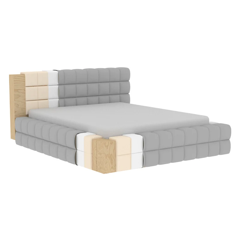 Lit coffre 160x200 sommier inclus Cloud tissu bouclette Beige
