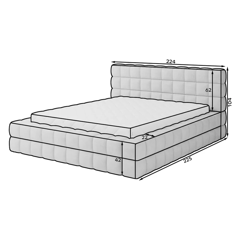 Lit coffre 180x200 sommier inclus Cloud tissu bouclette Blanc
