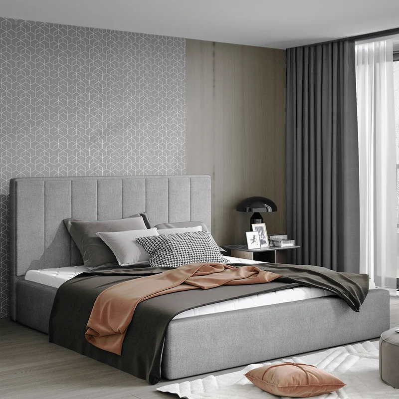 Lit coffre 200x200 sommier inclus Brook Gris