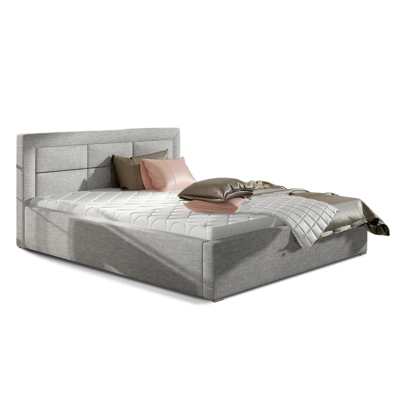Lit coffre 200x200 sommier inclus Nael Gris