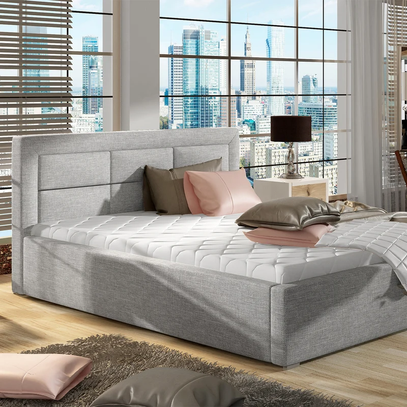 Lit coffre 200x200 sommier inclus Nael Gris