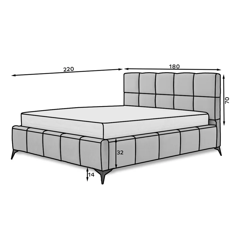 Lit coffre 160x200 sommier inclus Mira Gris