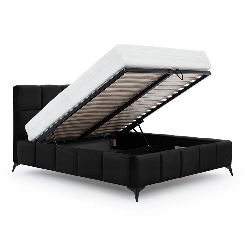 Lit coffre 160x200 sommier inclus Mira Noir
