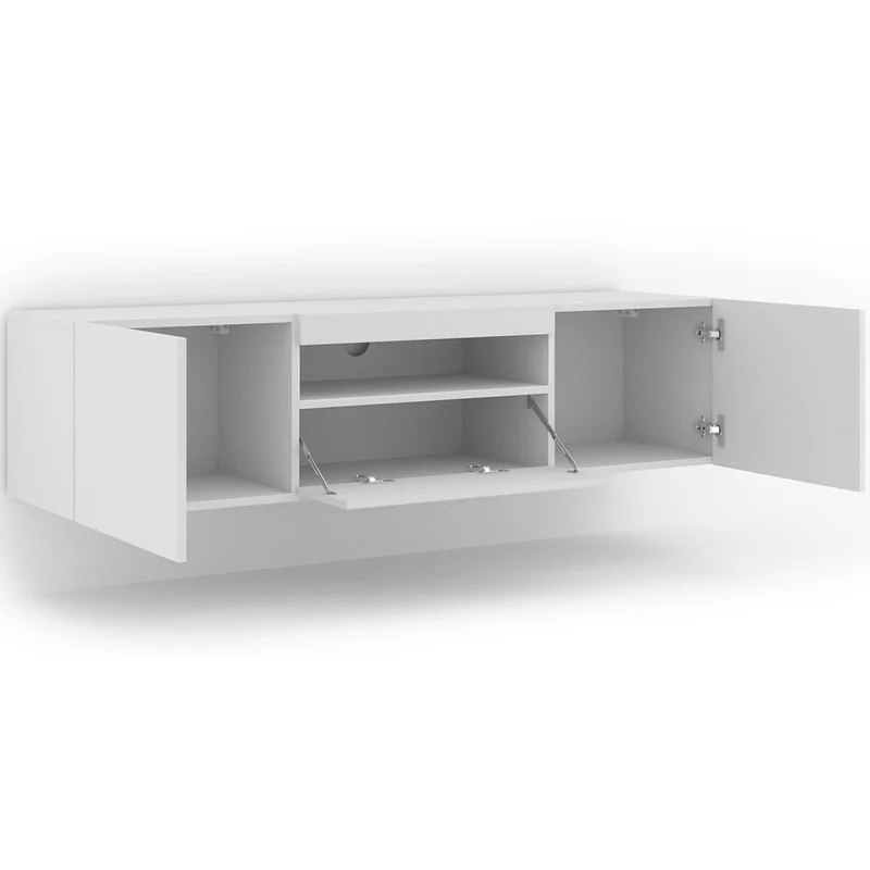 Meuble TV mural 3 portes 150 cm Aurus Blanc