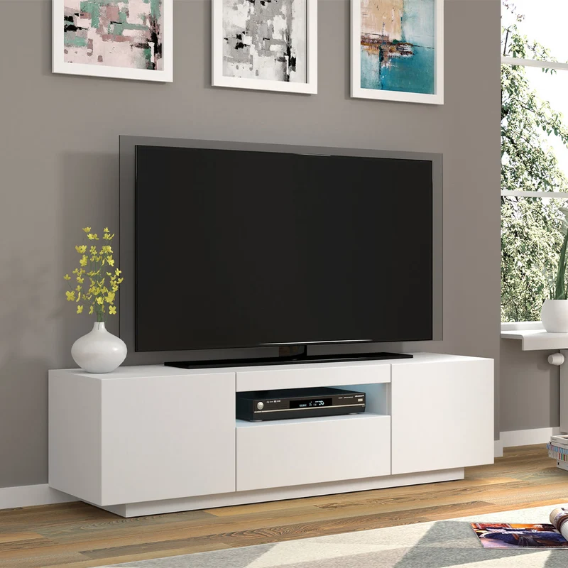 Meuble TV mural 3 portes 150 cm Aurus Blanc