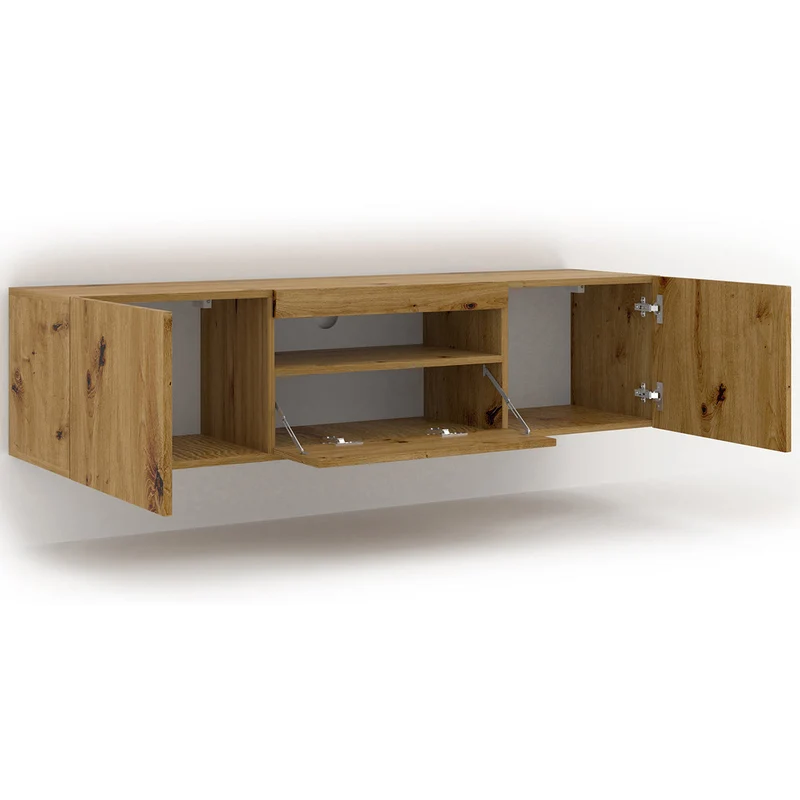 Meuble TV mural 3 portes 150 cm Aurus Bois