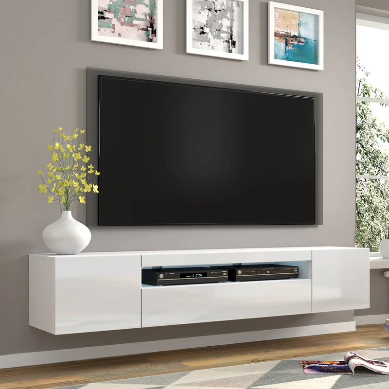 Meuble TV mural 3 portes 200 cm Aurus Blanc