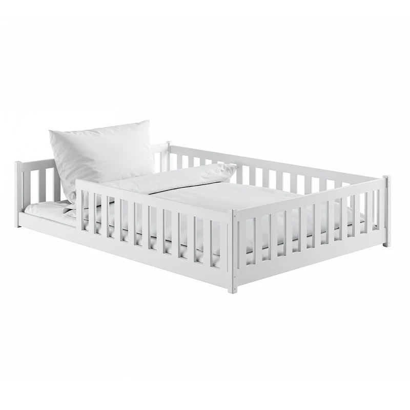 Lit au sol 140x200 sommier inclus Maya Blanc