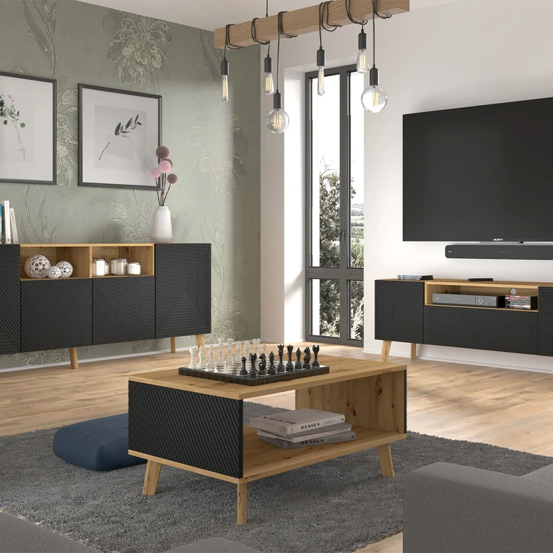 Table basse 90 cm Nexa Bois et Noir