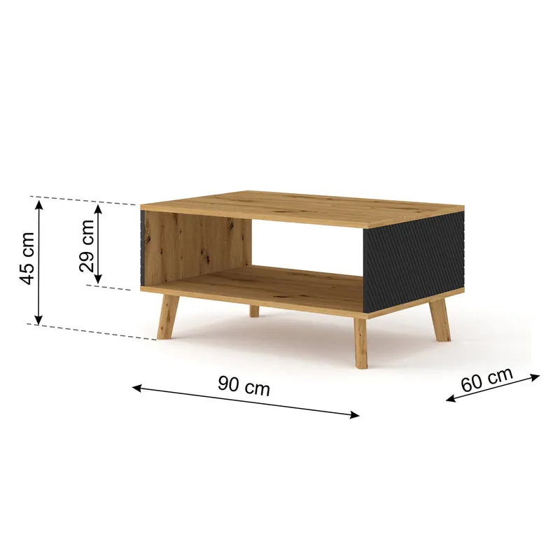 Table basse 90 cm Nexa Bois et Noir