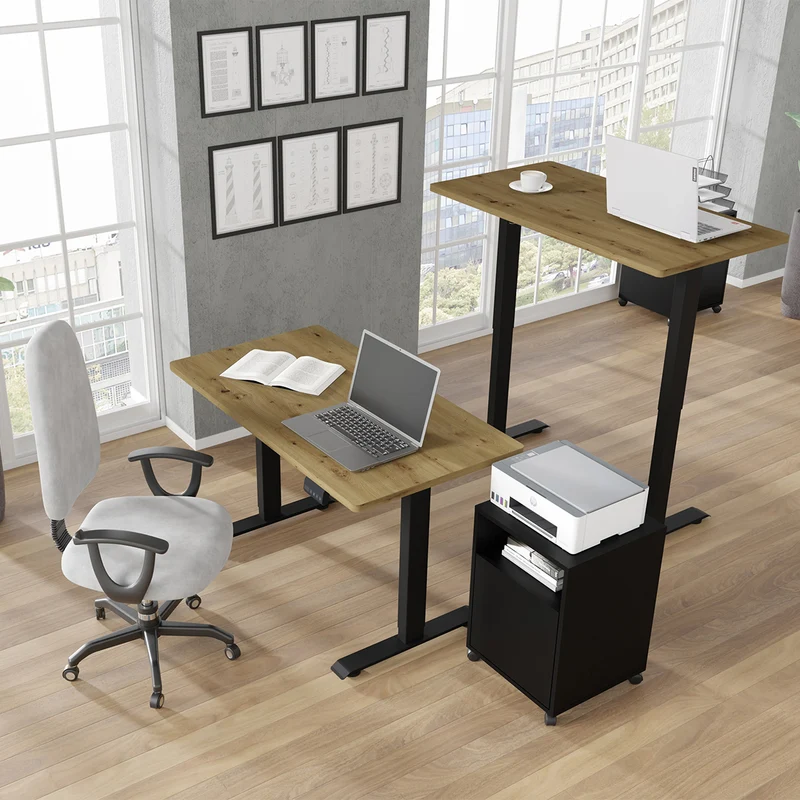 Bureau électrique 120 cm Ergo Bois et Noir