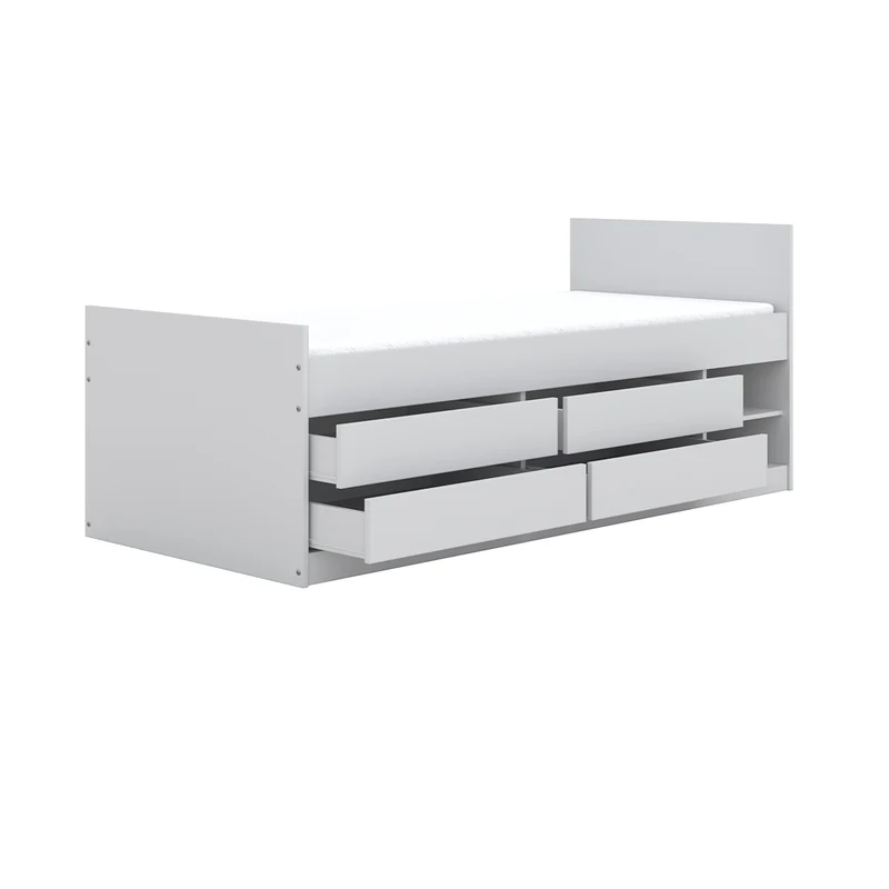 Lit 90x200 sommier matelas et tiroirs inclus Kocot Kids Léon Blanc