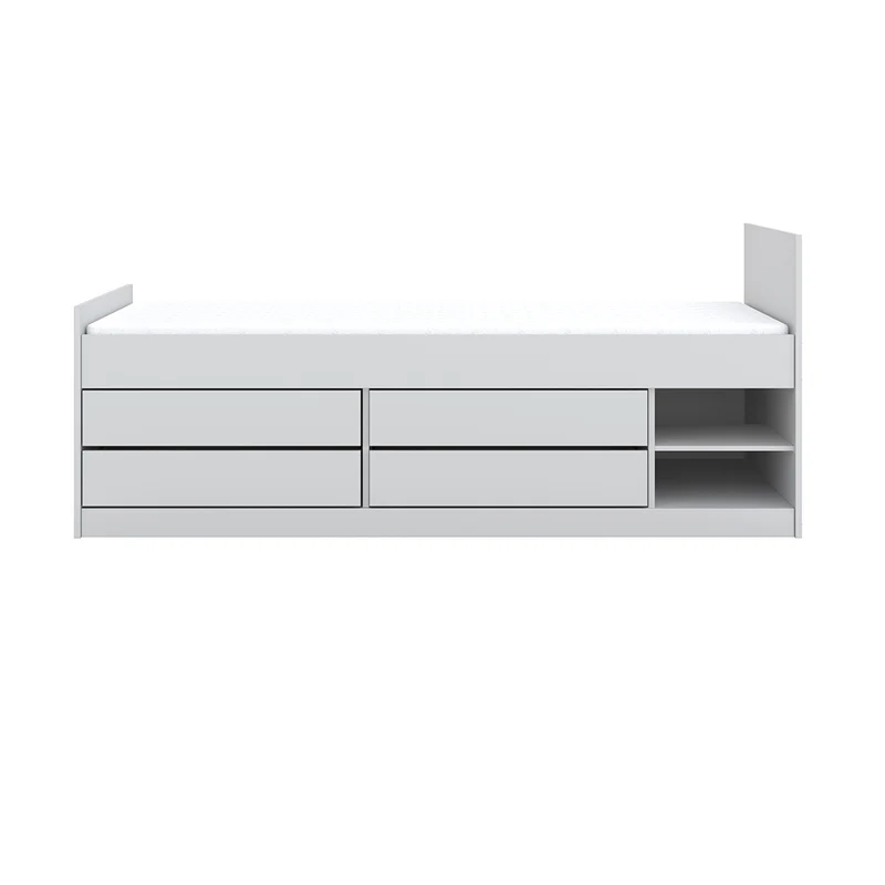 Lit 90x200 sommier matelas et tiroirs inclus Kocot Kids Léon Blanc