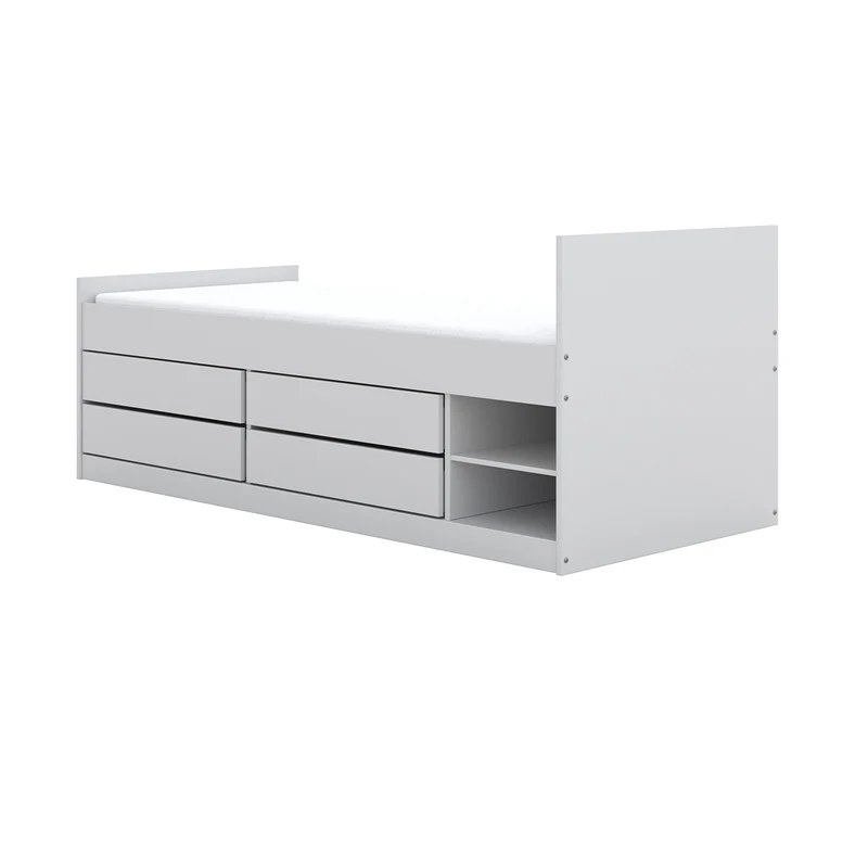 Lit 90x200 sommier et tiroirs inclus Kocot Kids Léon Blanc