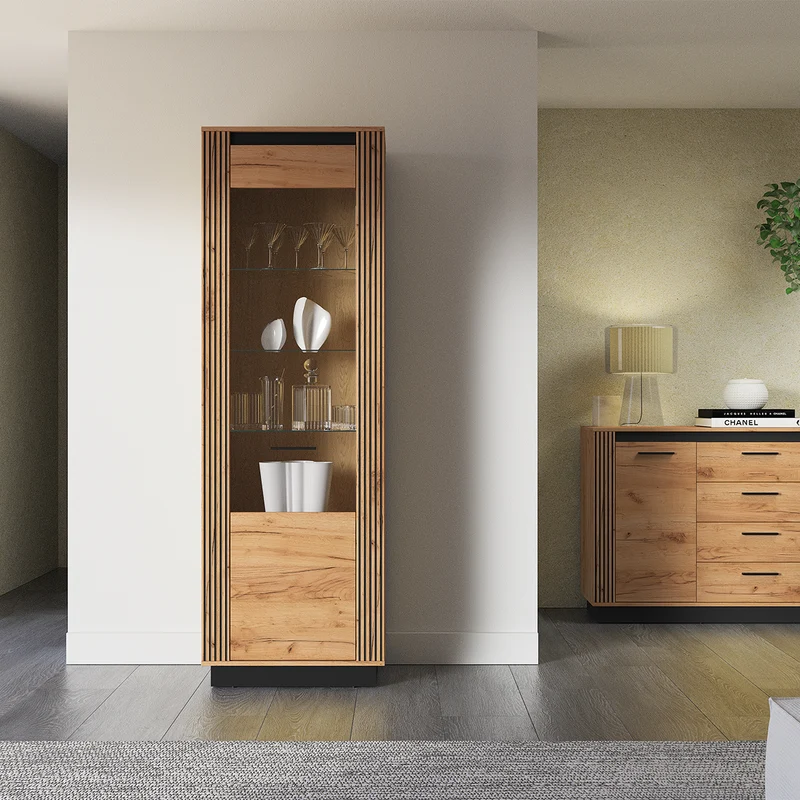 Vitrine 1 porte Solal Bois et Noir
