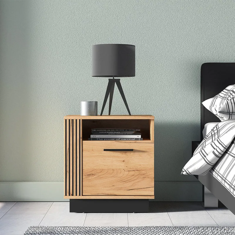 Chevet 1 porte Solal Bois et Noir