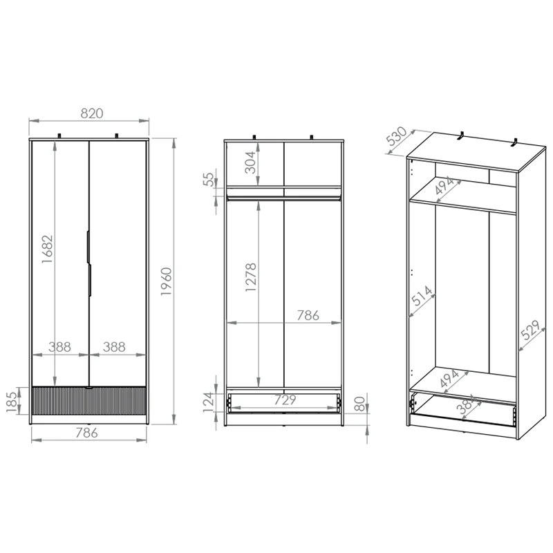 Armoire 2 portes 1 tiroir Ronan Blanc